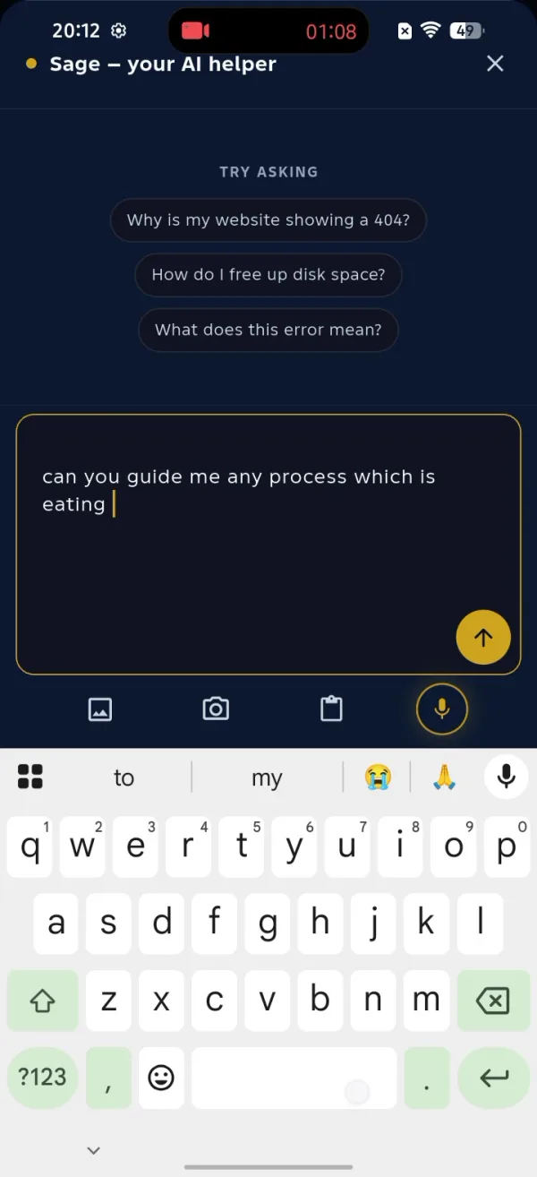 Asking the ShellSage AI assistant in plain English which process is eating the most server memory.