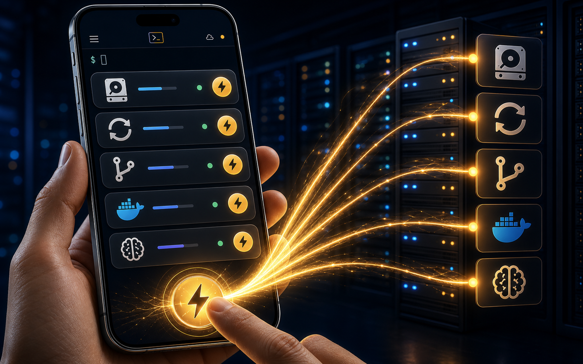 ShellSage mobile SSH preset commands launching one-tap server tasks