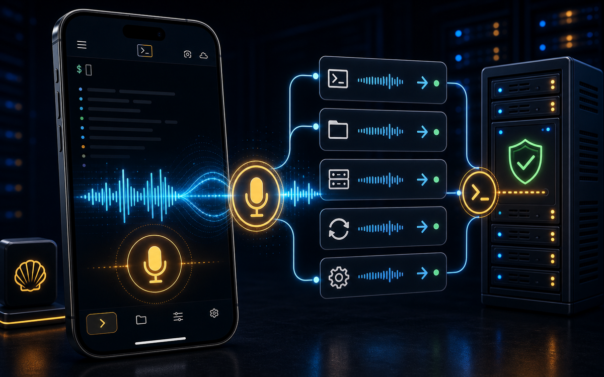 ShellSage voice dictation controlling a mobile terminal