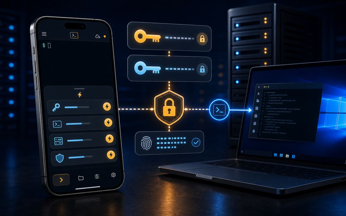 ShellSage mobile SSH key setup with Windows secure server access